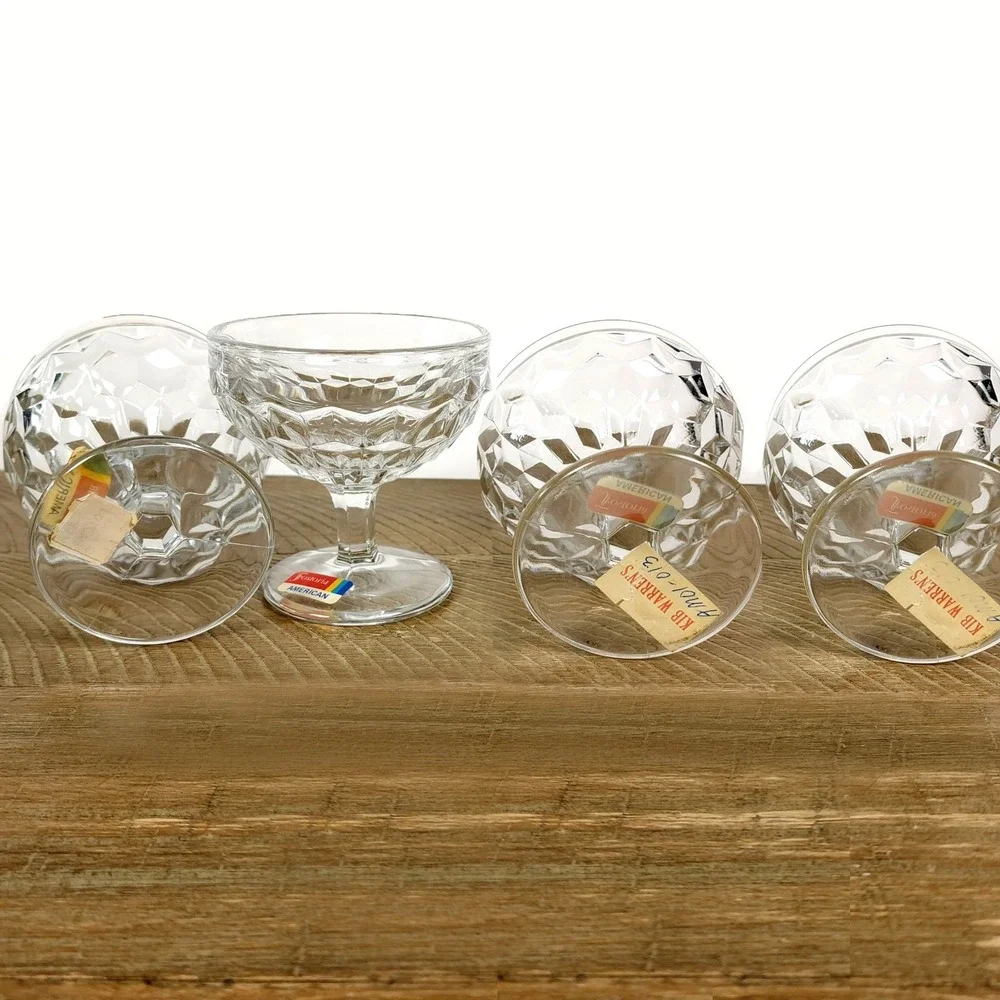 Set of 4 Vintage Fostoria American Champagne Low Sherbet Footed Glasses‎